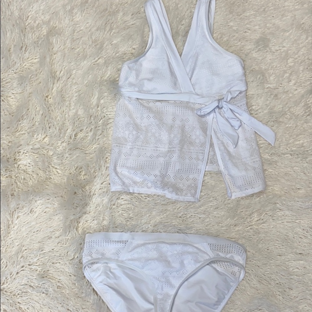 White lace 2 piece tankini